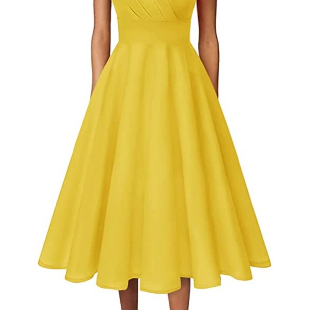 50s vintage bright yellow dress brand new